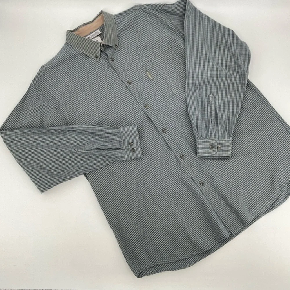 Columbia Men’s Button Down Flannel Blue and‎ White Size 2 XT M14 - Picture 2 of 4